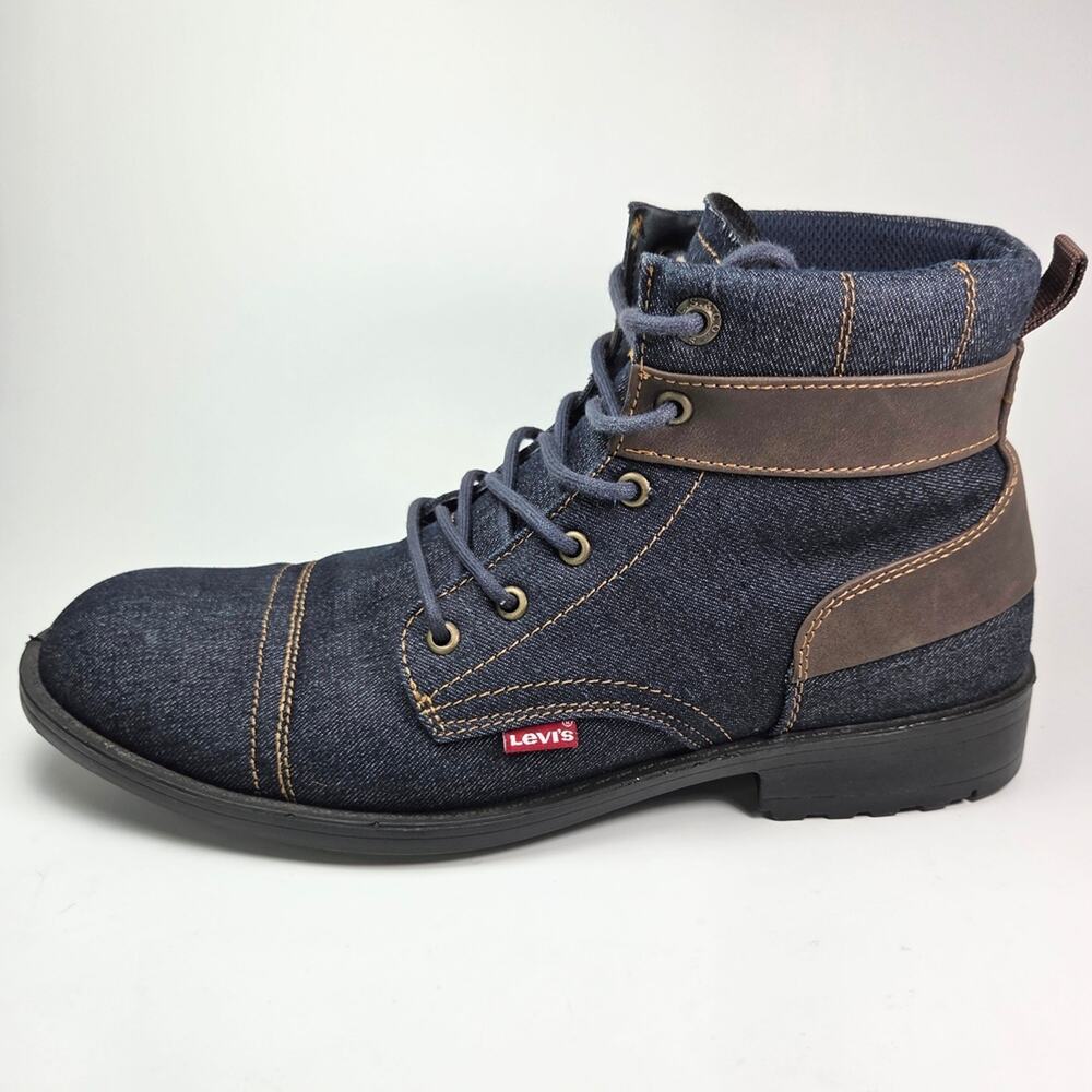 Levi’s Artesia Dark Blue Denim & Leather Lace‑Up Casual Boots Men’s 11